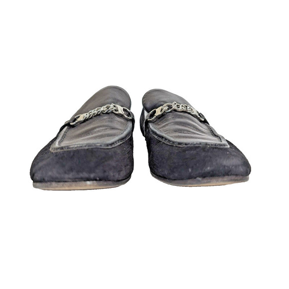 Rag & Bone Cooper Loafer Black Leather Suede Size EU 39.5 US 9.5 Chain Detail - Picture 3 of 13